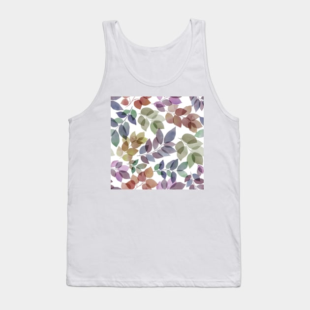 Translucent watercolor leaves silhouettes. Colorful transparent leaf branches. Tank Top by likapix